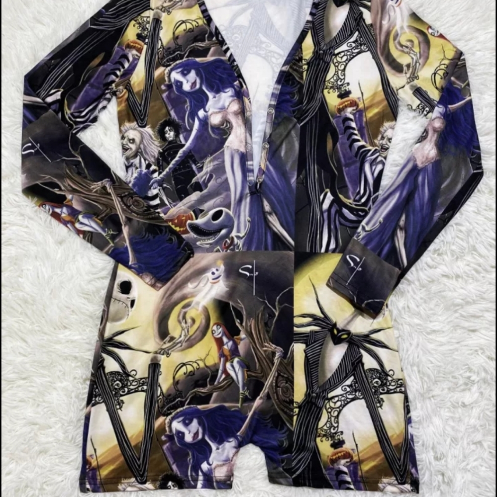 🎃The Nightmare Before Christmas one piece stretchy romper Pajama🎃